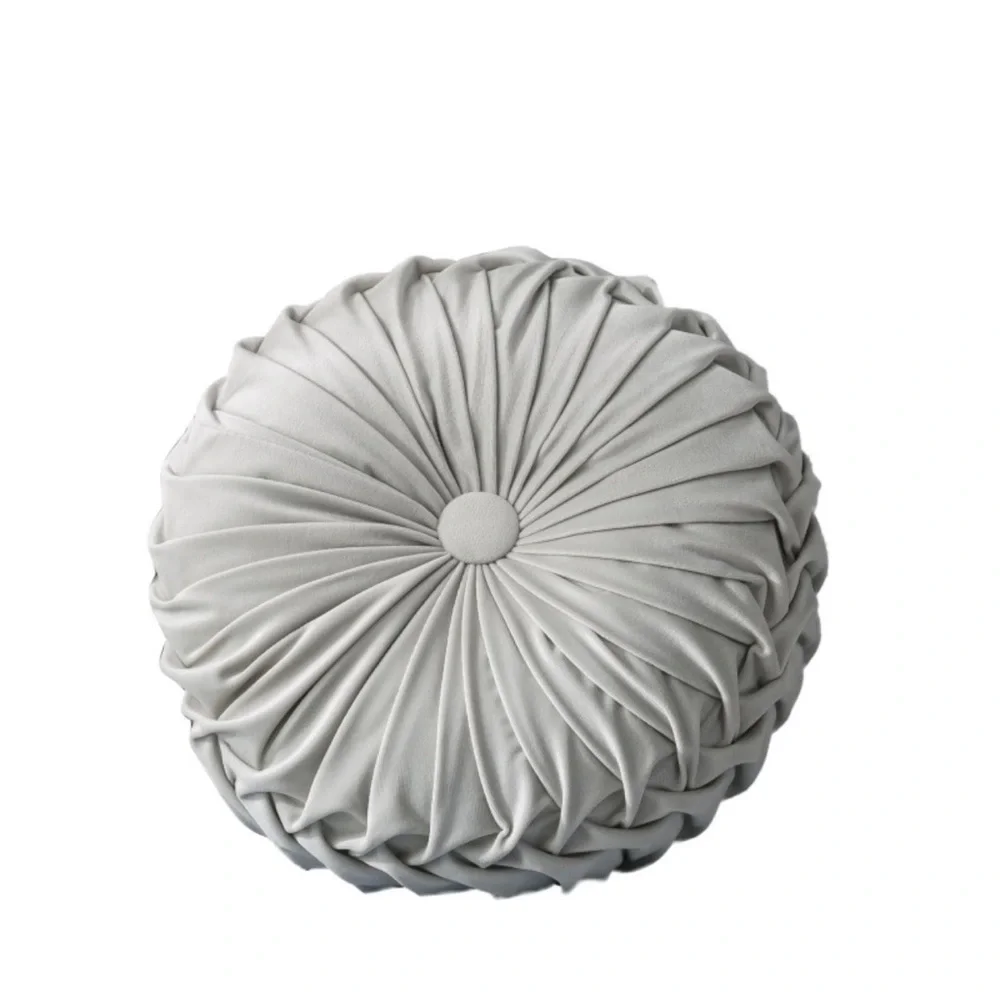 NWT Pleated Velvet Round Throw Pillow Room Couch Decor Solid Cushion Pillow 14” - Picture 7 of 7